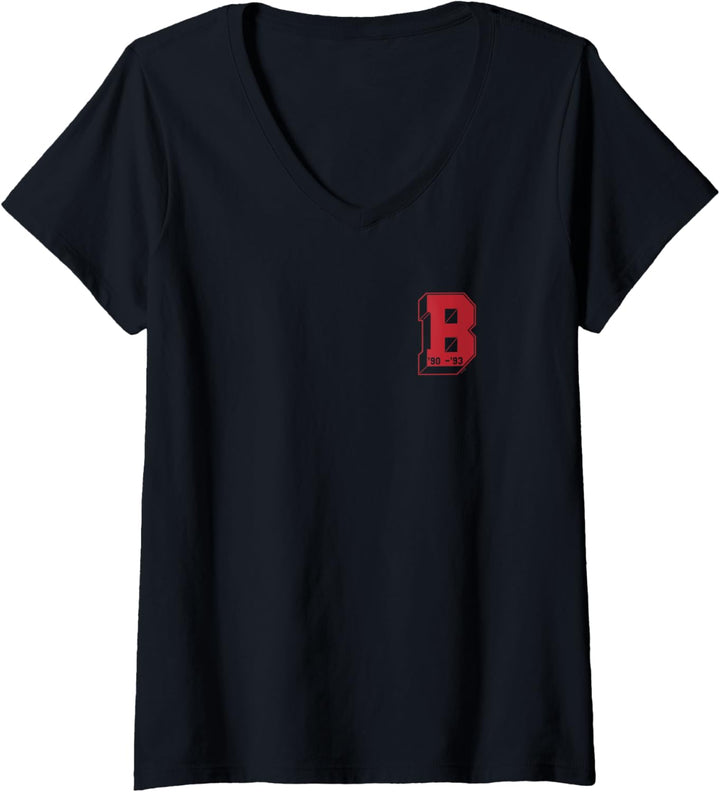 Saved By The Bell Bayside High Varsity Rot T-Shirt mit V-Ausschnitt