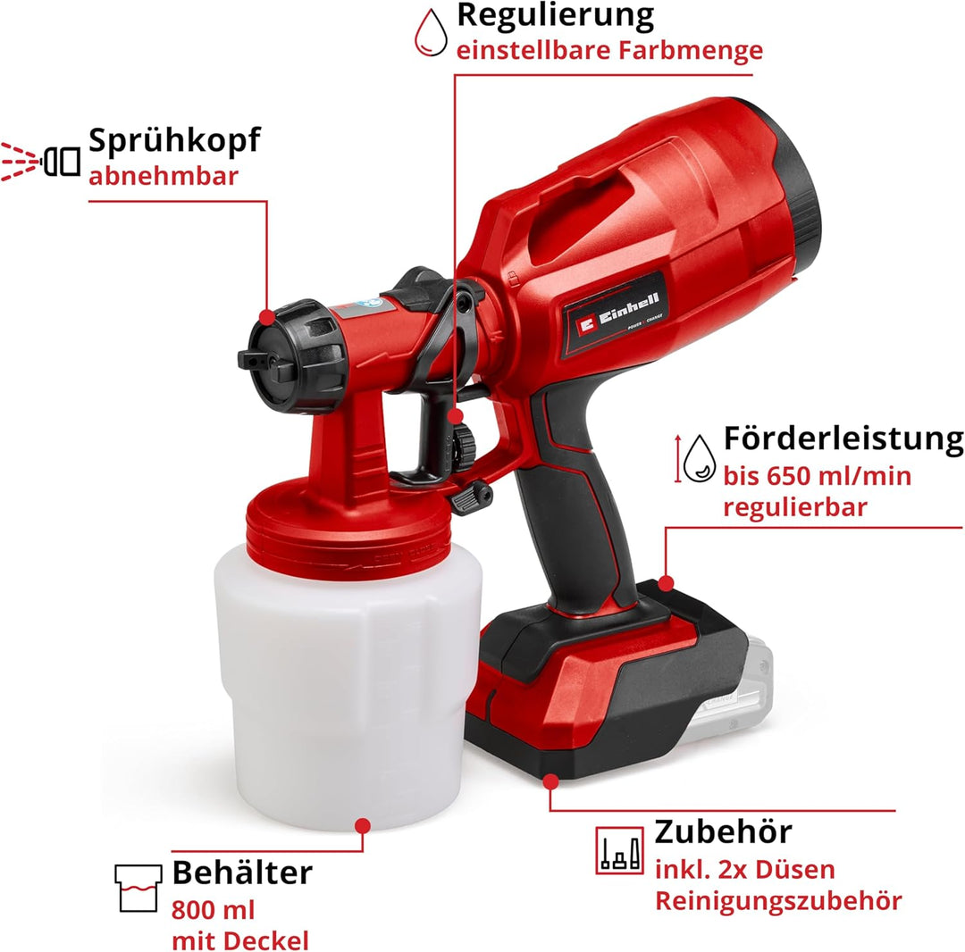 Einhell Akku-Farbsprühsystem TC-SY 18/60 Li Power X-Change (Li-Ion, 18 V, Förderleistung 650 ml/min,