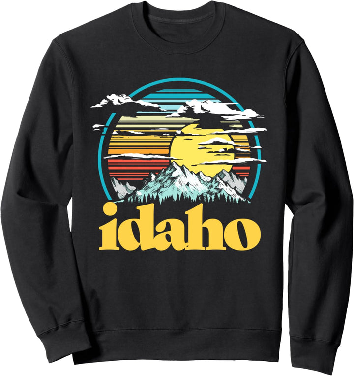Retro Idaho Vintage 80s Style Mountains & Sun Sweatshirt