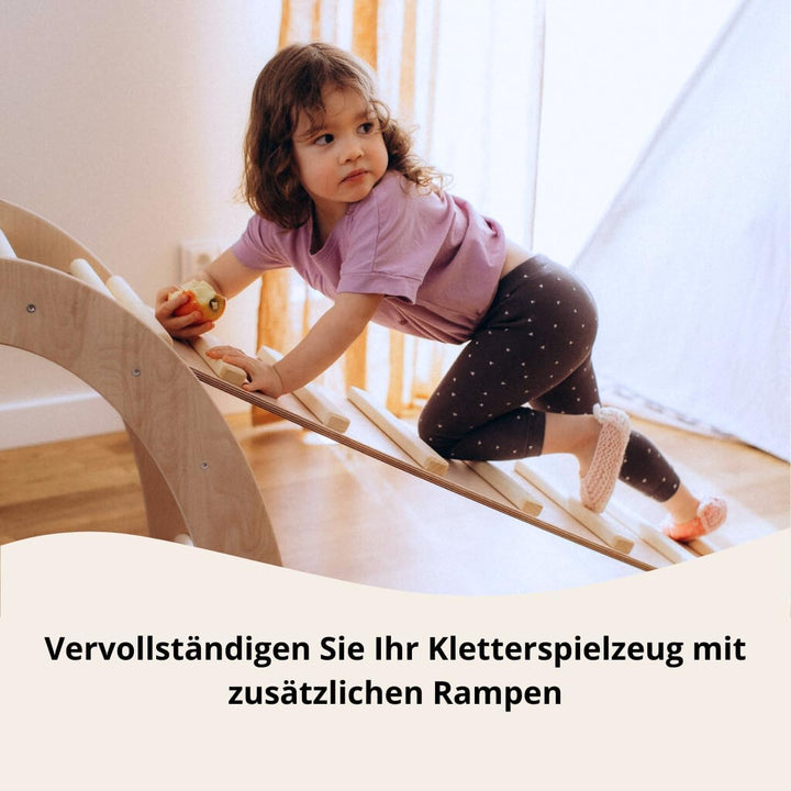 joy of nature 2in1 Holz Kletterrampe &amp; Rutschbrett für Kletterdreieck - Montessori Indoor Rutsche ab
