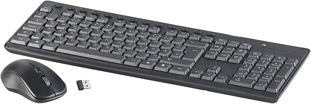 Funktastatur und Maus: Ergonomische Funk-Tastatur-Maus-Kombination, 2,4 GHz, 10 m Reichweite (Funk T