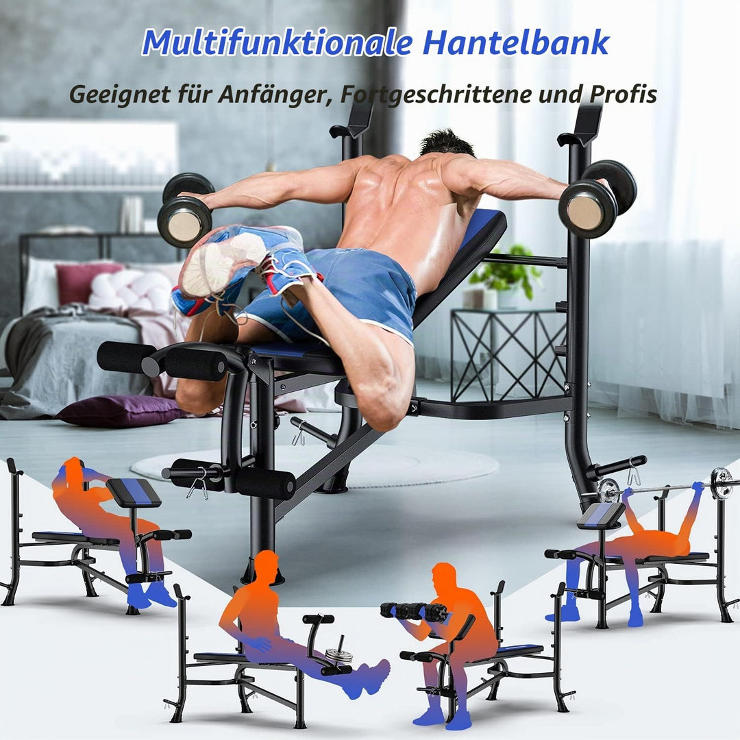 WINNOW Verstellbare Hantelbank mit Beinstrecker und Preacher Curl Heimtraining Fitnessstudio Gewicht
