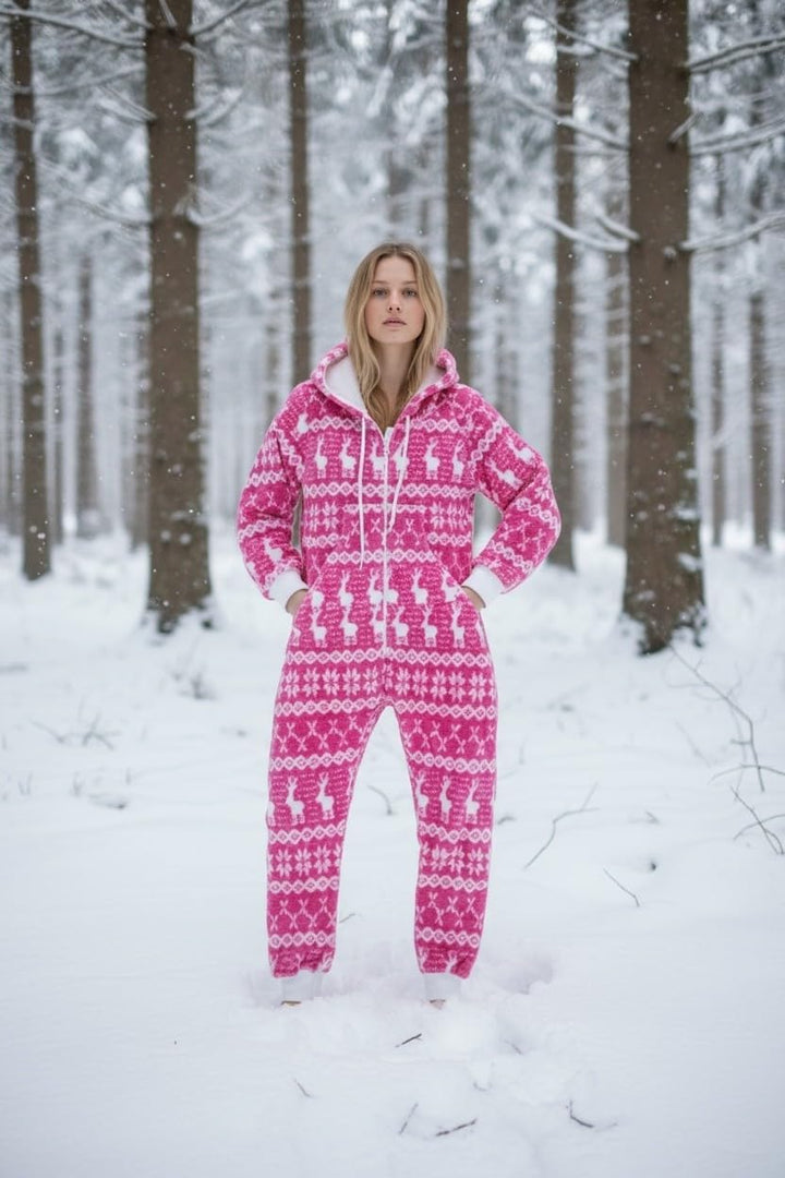 Teddyfleece Teddyfell Jumpsuit flauschig und kuschelig One Piece Overall warm (Pink(2910), S~36)