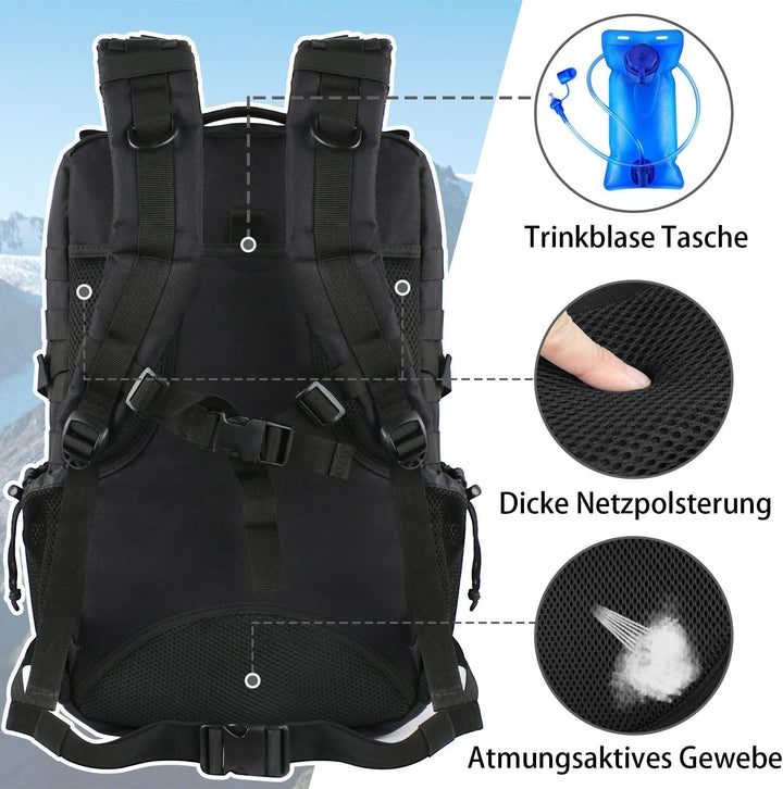 YOREPEK Grosser Militär Rucksack Herren, 40L Outdoor Armee Wasserdicht Taktischer Bundeswehr Rucksäc