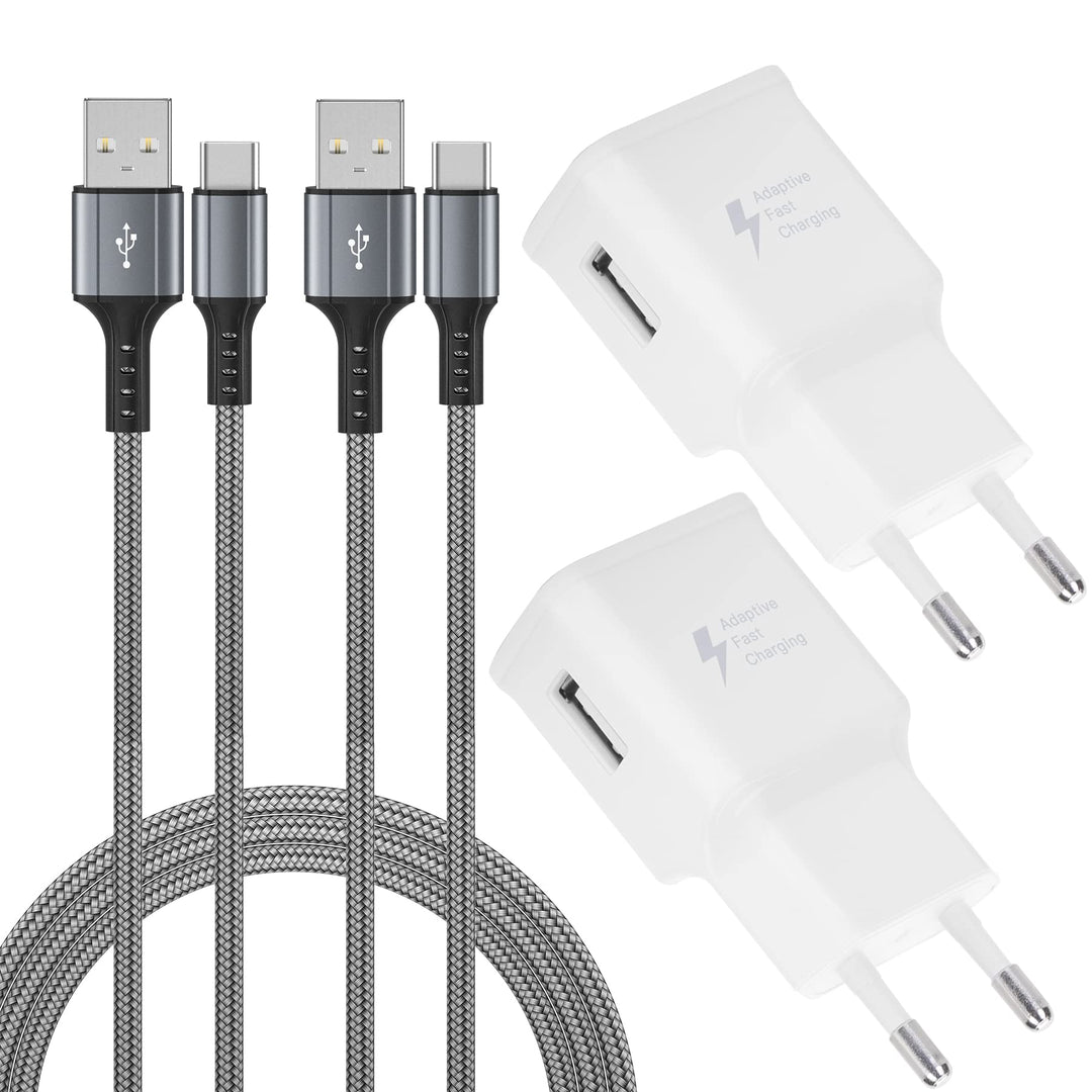 KAIMENGLONG Ladegerät Fast Charge Schnellladegerät Netzteil mit 2M USB Typ C Nylon Ladekabel für Sam