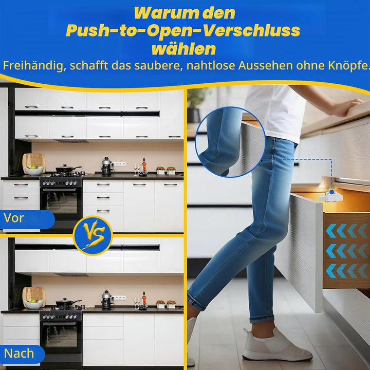 Push to Open Magnet Drucktüröffner Jiayi 6 Stück Heavy Duty Schrank Türöffner Tip On für Türen Besch