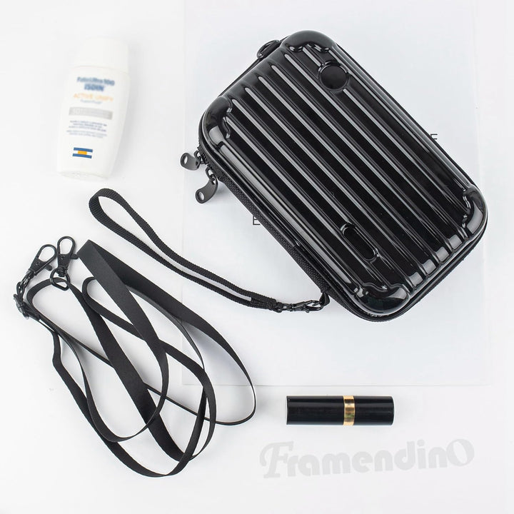 Framendino, Make-up-Tasche für Toilettenartikel, Mini-Schultertasche mit abnehmbarem Griff und Schul