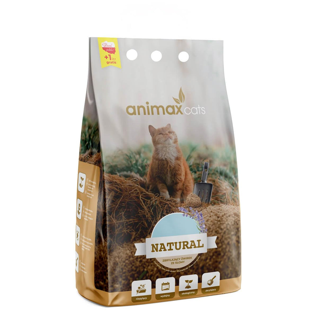 Klumpstreu für Katzen aus Stroh 8 L - Katzenstreu Klumpend - Staubfrei und Duft von Lavendel - 100%