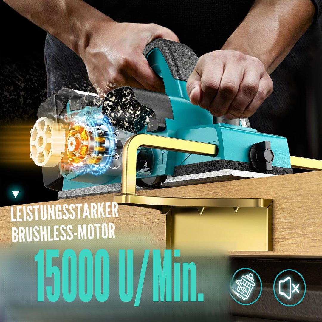 Ecarke Akku-Randhobel 750W für Makita 18V Batterie, bürstenloser Elektrohobel – 15000 U/min, 82mm Ho