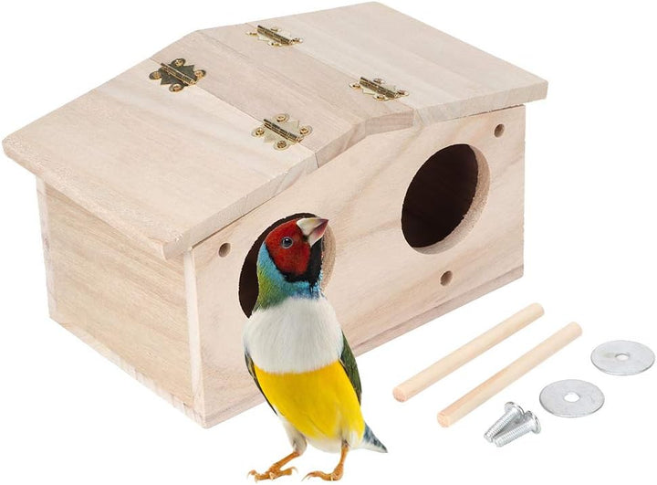 Hölzerner Nistkasten für Sittiche Nymphensittich Vogelhaus Voliere Zuchtbox Brutkasten Papageien Vog