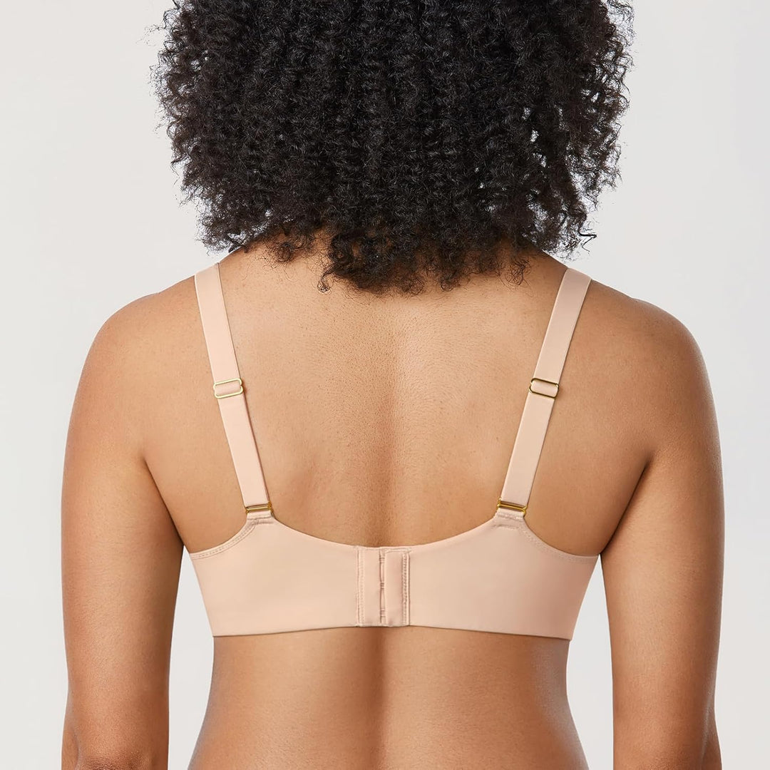 DELIMIRA Damen Minimizer BH mit Bügel Grosse Grössen Vollschalen Ungefütterter BHS T Shirt Bequemer,
