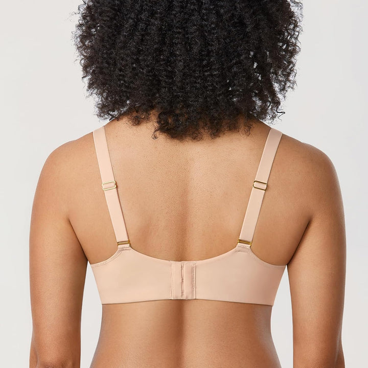 DELIMIRA Damen Minimizer BH mit Bügel Grosse Grössen Vollschalen Ungefütterter BHS T Shirt Bequemer,