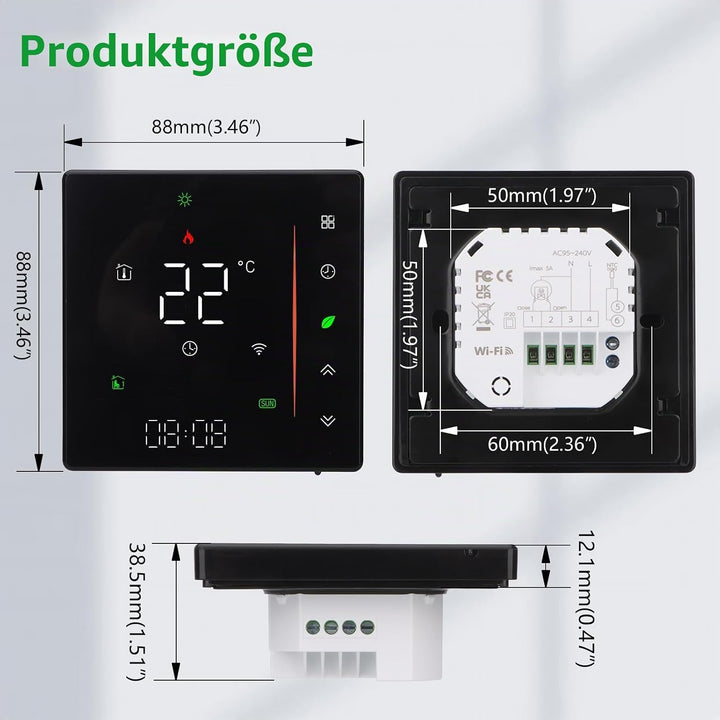 Wengart WiFi Thermostat für Wasserheizung & Gastherme, 3A Smart Home Raumthermostat kompatibel mit e
