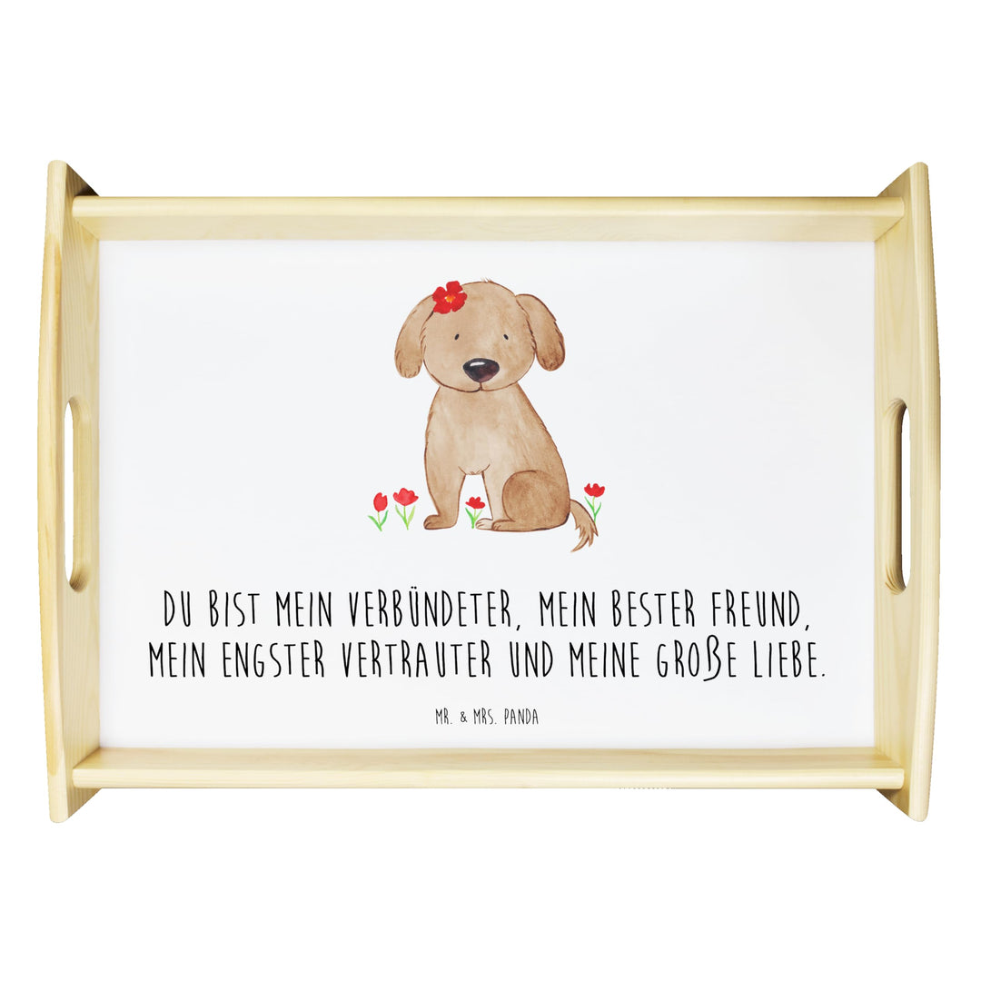 Mr. & Mrs. Panda Tablett Hund Dame - Geschenk, sofatablett, Holztablett, Hunde, Hundeglück, Sprüche,