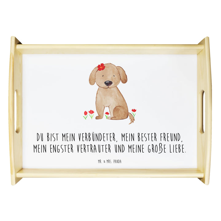 Mr. & Mrs. Panda Tablett Hund Dame - Geschenk, sofatablett, Holztablett, Hunde, Hundeglück, Sprüche,