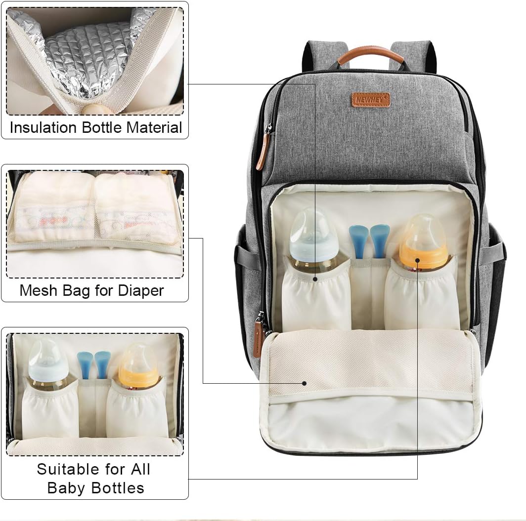 NEWHEY Wickelrucksack für Babys, wasserdicht, grosse Kapazität, Reisetasche, multifunktional, Rucksa
