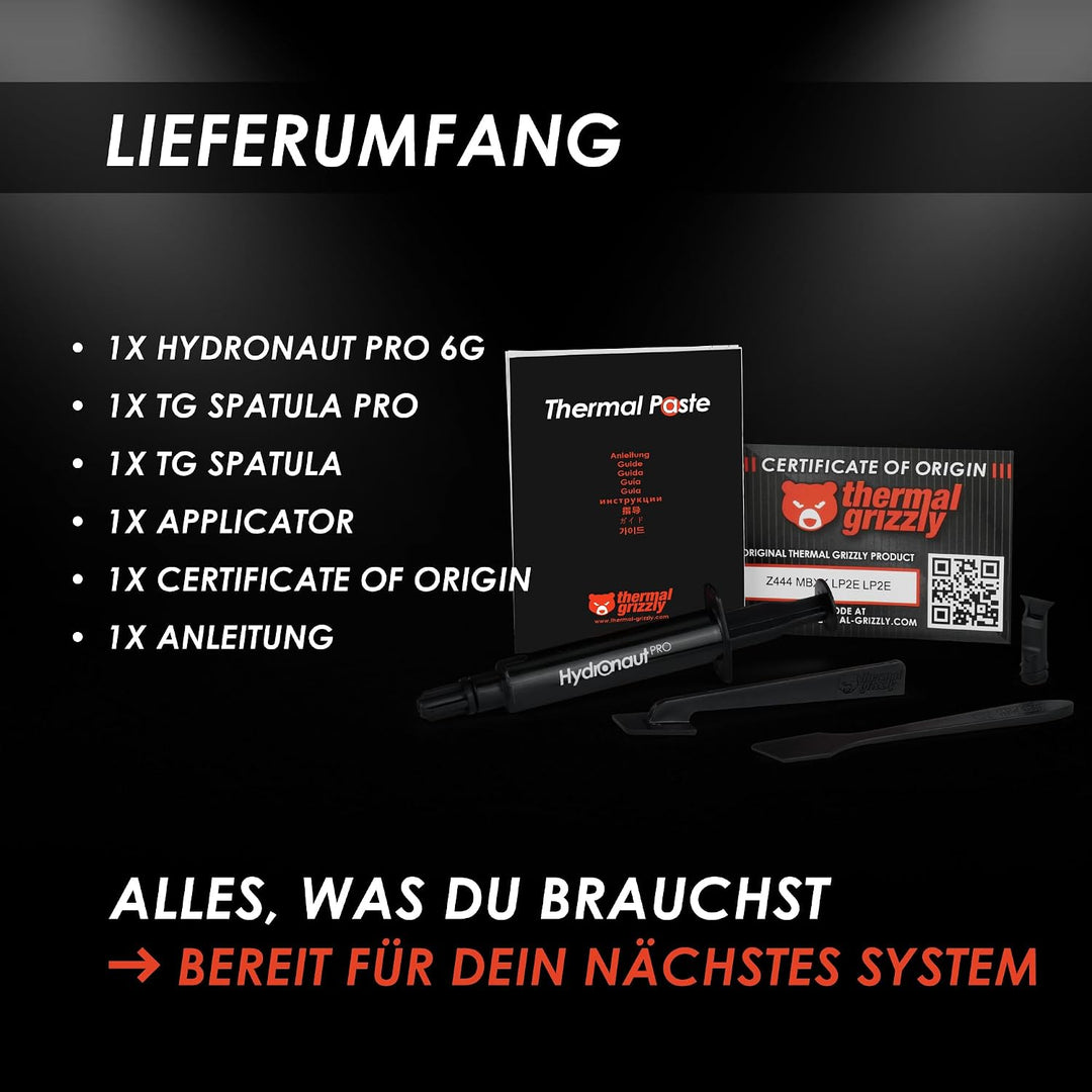 Thermal Grizzly Hydronaut Pro - 6g Wärmeleitpaste - silikonfrei, herausragende Wärmeleitfähigkeit un