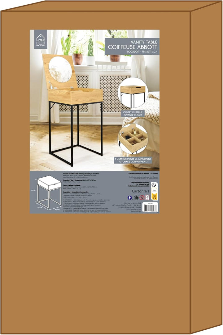 HOME DECO FACTORY Abbott Holzmöbel, Schreibtisch, Schminktisch, Creamy, Weiss, 45 x 45 x 77 cm