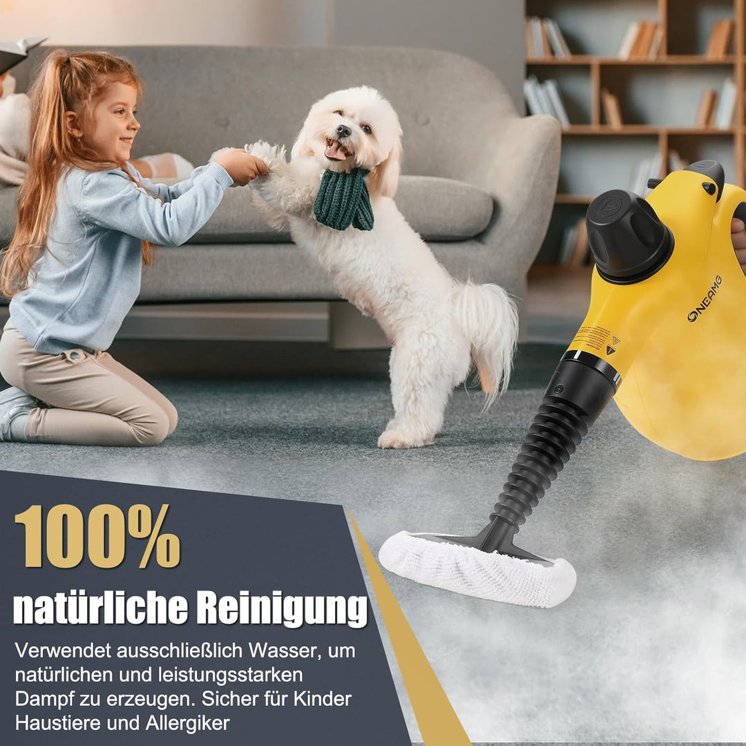 Dampfreiniger Handgerät,450 ml Wassertank 10 Zubehörteile mit Sicherheitsverriegelung Schnellaufheiz