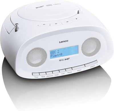 Lenco SCD-69 Tragbare Boombox mit DAB +, FM-Radio, USB-Wiedergabe, CD / MP3-Player, Weiss, weiss