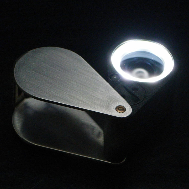 Juwelier Lupe 10X mit LED &amp; UV Licht 21mm Triplet Linse für Kristallklar Sicht - Professionelle Lupe