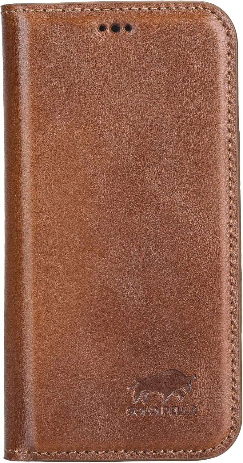 Solo Pelle aufklappbare Lederhülle kompatibel für iPhone 12 Mini in 5.4 Zoll inkl. 1 Kartenfach für