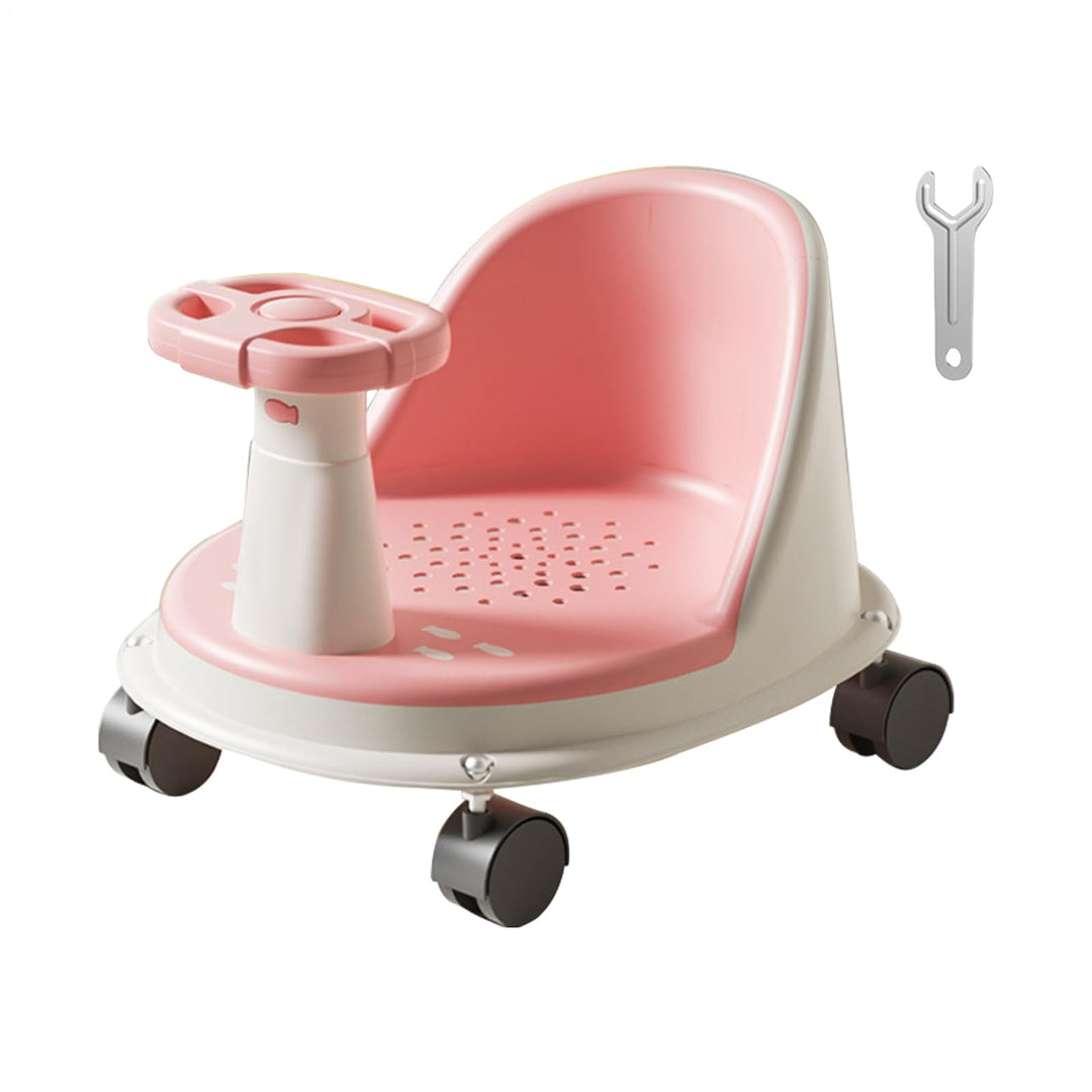 Baby Bade Sitz, Rutschfester Badewannensitz Für Babys, Mit Lenkrad Und Rädern, Baby Badesitz Ab 6 Mo
