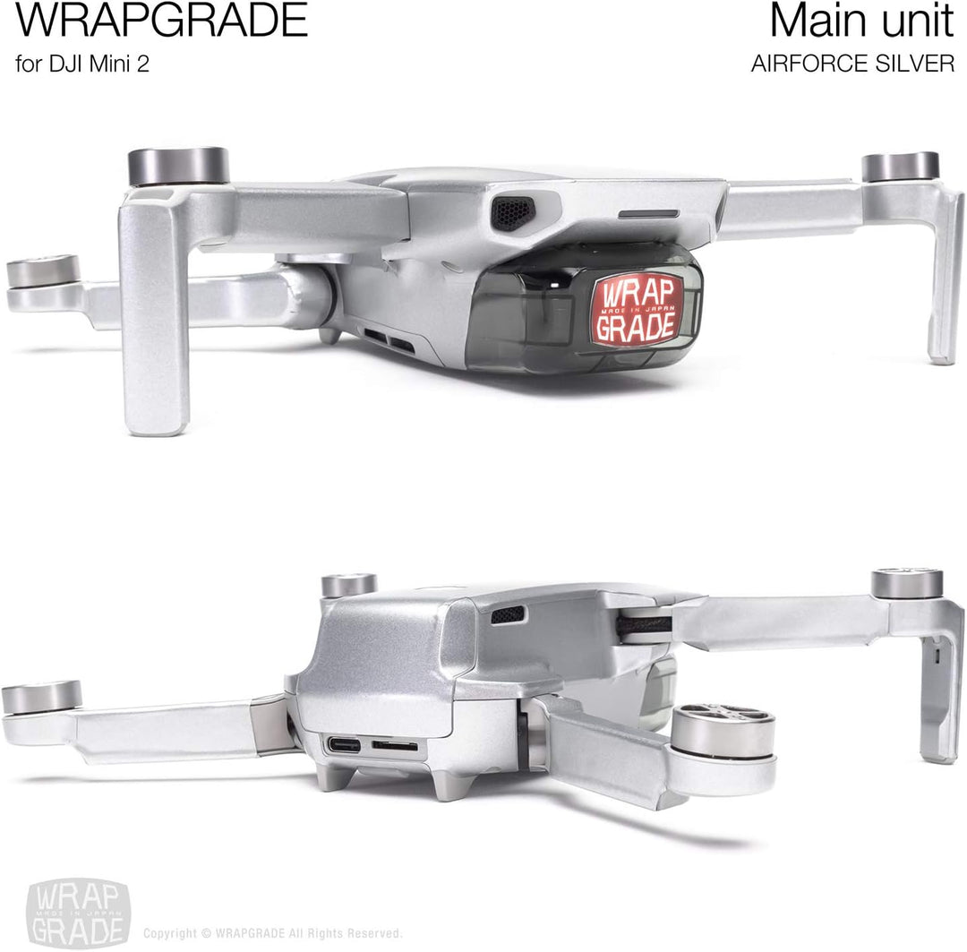 Wrapgrade Skin Sticker Set Kompatibel mit DJI Mini 2 (Airforce Silver), Airforce Silver