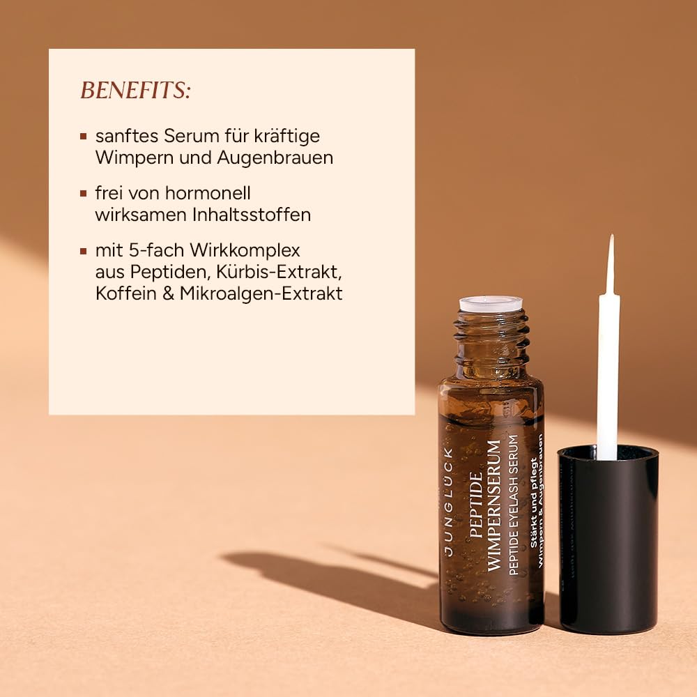 JUNGLÜCK Peptide Wimpernserum Ohne Hormone - Vegan | Für lange und dichte Wimpern und schöne Augenbr