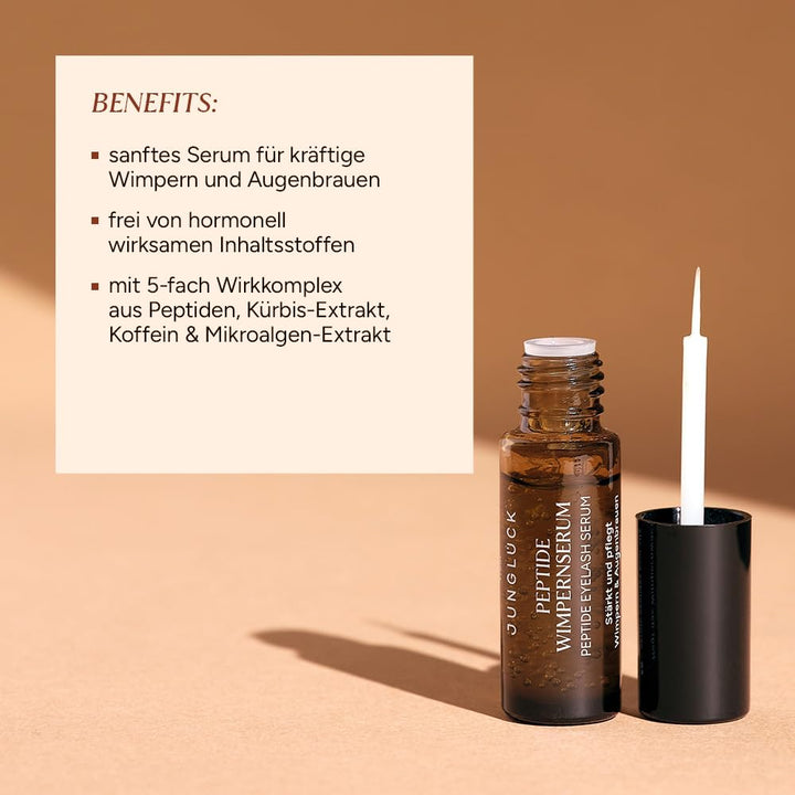 JUNGLÜCK Peptide Wimpernserum Ohne Hormone - Vegan | Für lange und dichte Wimpern und schöne Augenbr