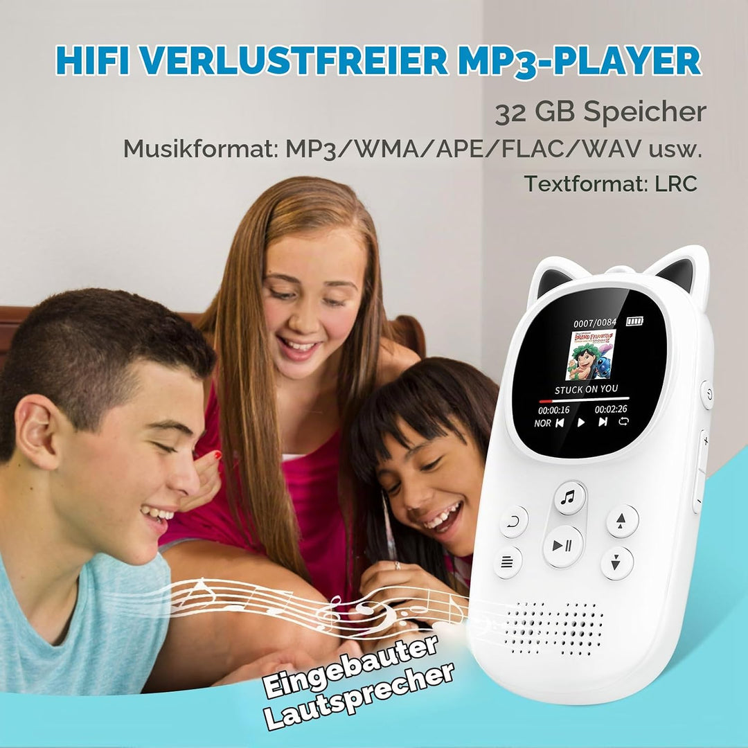 32GB MP3-Player mit Bluetooth 5.0, Oilsky Kinder MP3 Player mit Kopfhörer, 750mAh Tragbarem Sport Mp