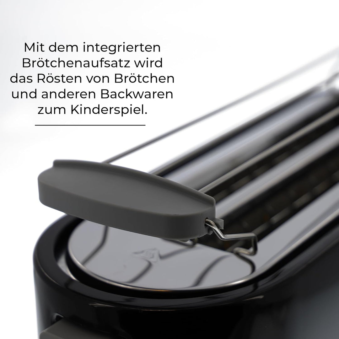 Posten Anker Toaster schwarz | 4 Scheiben | 1400 Watt | breite Schlitze | 7 Bräunungsstufen | Doppel