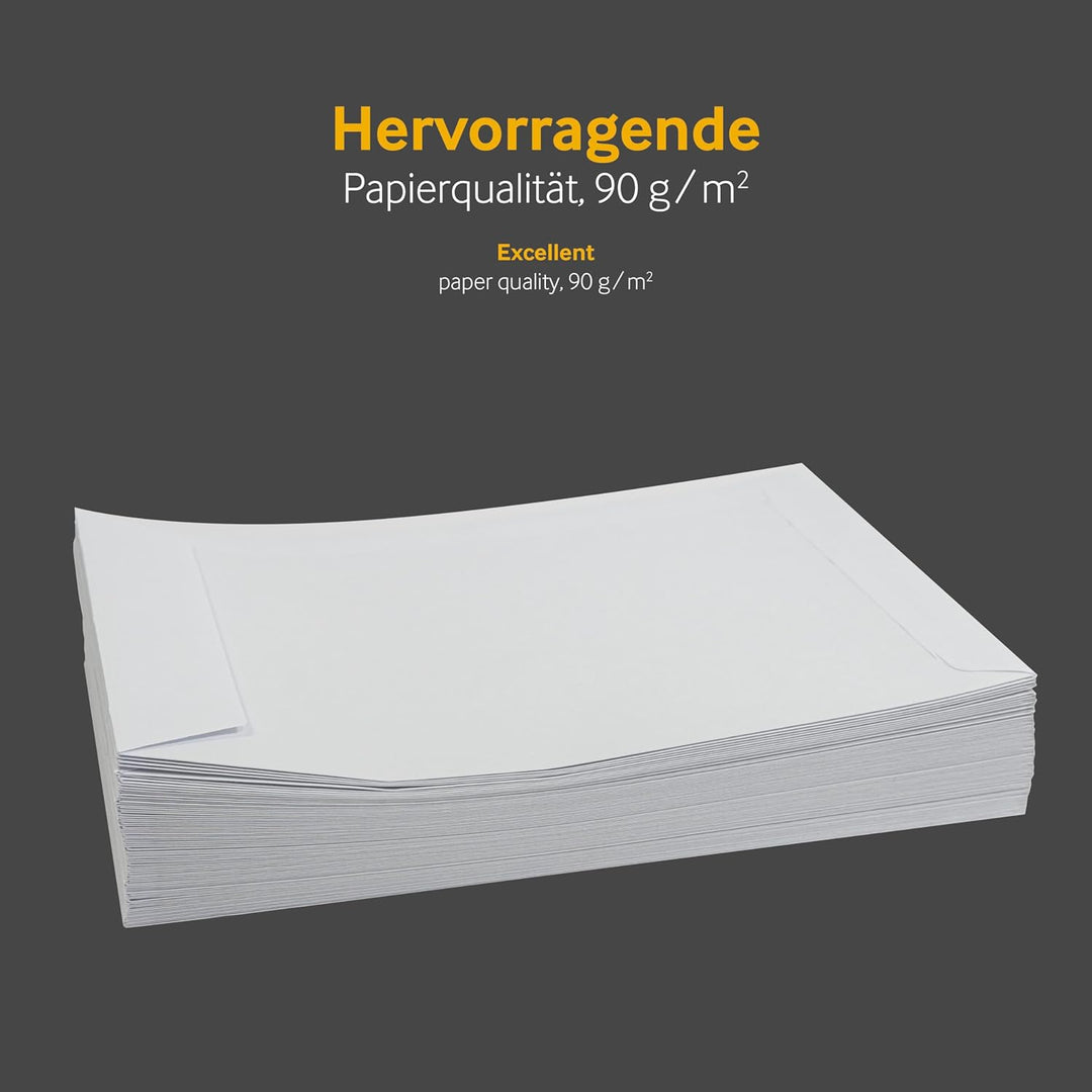 500 Versandtaschen, B5, 176 x 250 mm, haftklebend, ohne Fenster, 90g/qm, Weiss, Blanke Briefhüllen