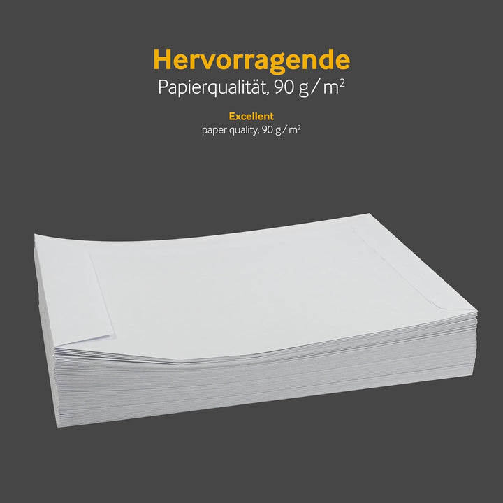 500 Versandtaschen, B5, 176 x 250 mm, haftklebend, ohne Fenster, 90g/qm, Weiss, Blanke Briefhüllen