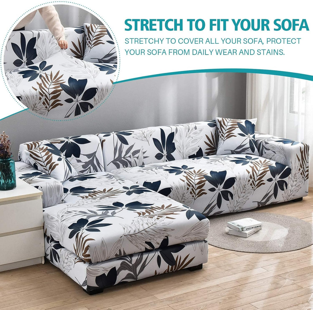 ShowyLive Sofa Überzug Couch Überzug 2er Set für Ecksofa L-Form Sofabezug 3 Sitzer+3 Sitzer, mit 4 S