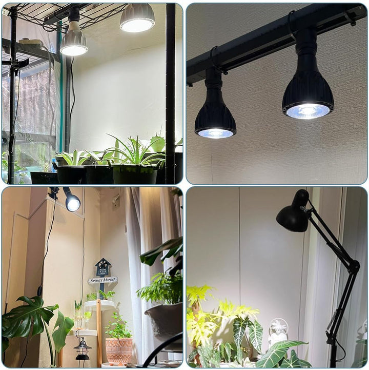 Milpoel LED Pflanzenlampe Vollspektrum E27 für Zimmerpflanzen, Grow Light, Gewächshaus, Garten (Weis