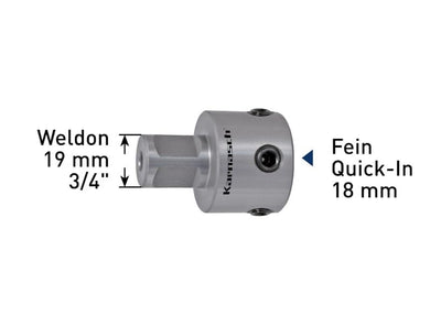 Karnasch 201385 Weldon19 Quick-In 18 mm adapter, 1 piece Adapter Weldon 19 Quick-In 18mm, Adapter We