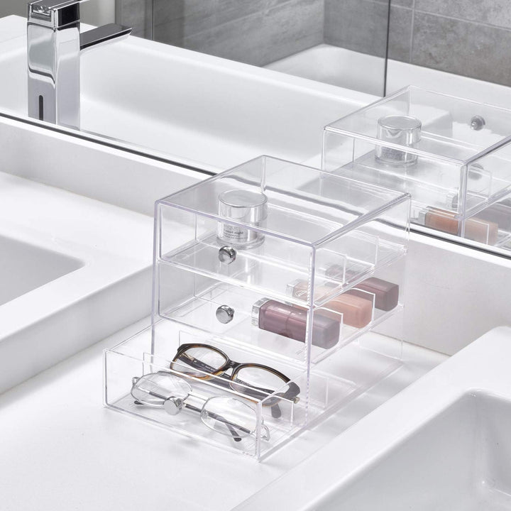 iDesign 35330EU Clarity 3-Schubladenturm für Brillen, durchsichtig 3 Schubladen, 3 Schubladen