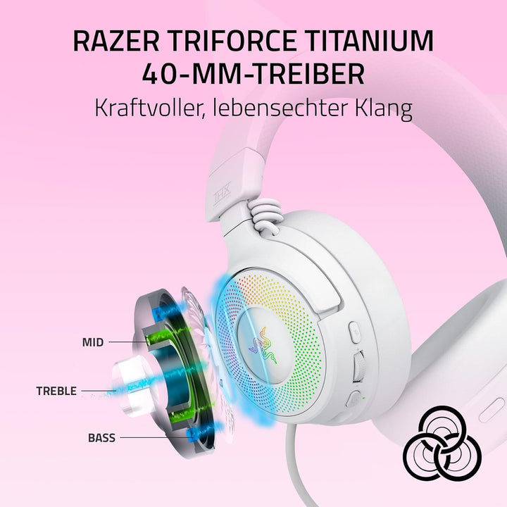 Razer Kraken Kitty V3 Pro - Kabelloses RGB-Kitty-Headset für Gaming - Reaktive Streaming-Katzenohren
