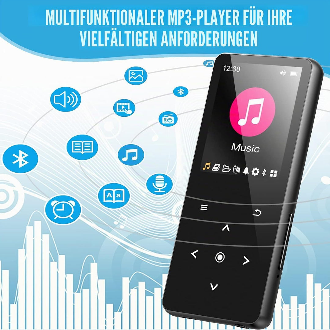 MP3 Player Bluetooth 5.0 Sport Musik-Player 32GB HiFi Verlustfreier Ton Walkman Eingebauter HD-Lauts