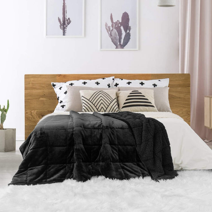 Sivio Sherpa Fleece Gewichtsdecke für Erwachsene, 7kg schwere Fuzzy Decke mit weichem Plüsch Flanell