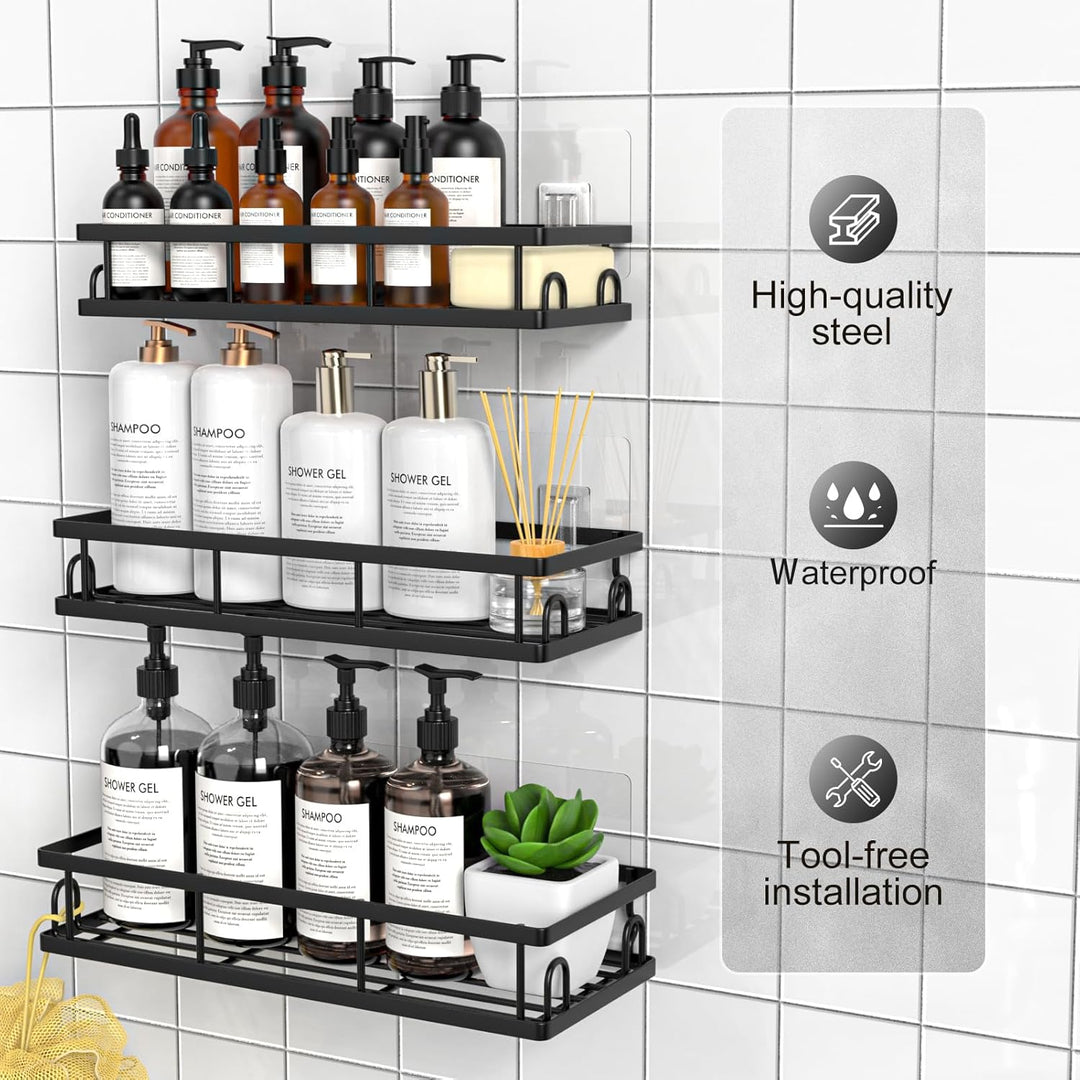 Duschablage Ohne Bohren, Wasserdichter Duschregal, 3 Stück Badezimmer Regal Organizer, Shampoo Dusch