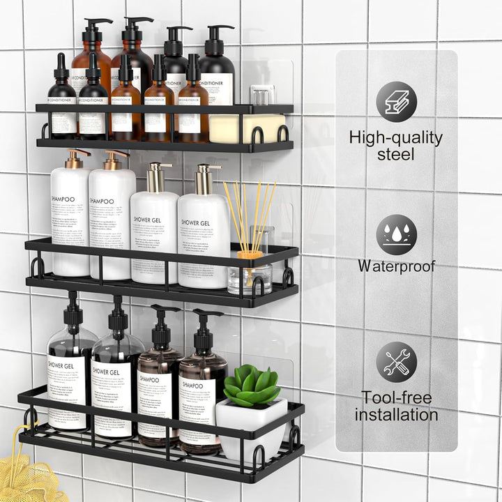 Duschablage Ohne Bohren, Wasserdichter Duschregal, 3 Stück Badezimmer Regal Organizer, Shampoo Dusch