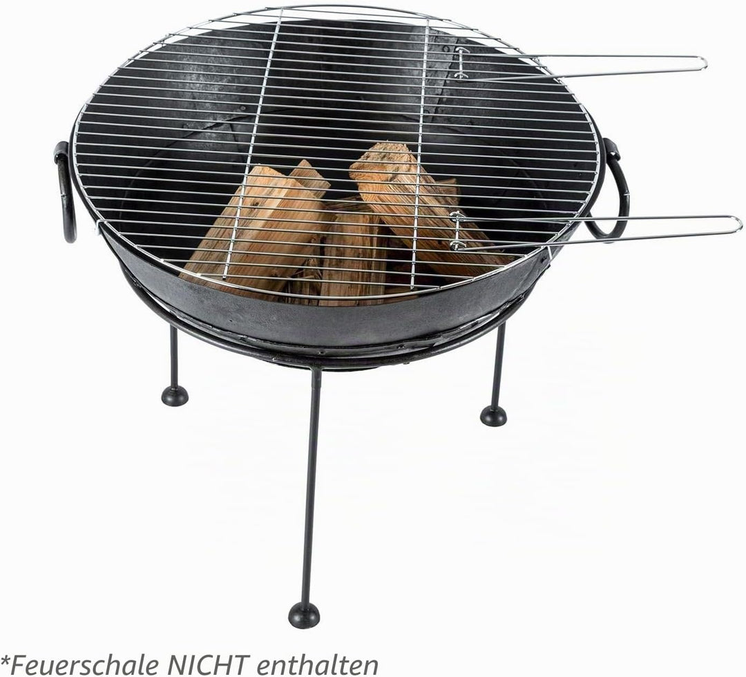 Homescapes abnehmbarer Grillrost mit Handgriffen, für Feuerschalen, 60cm Durchmesser Silber