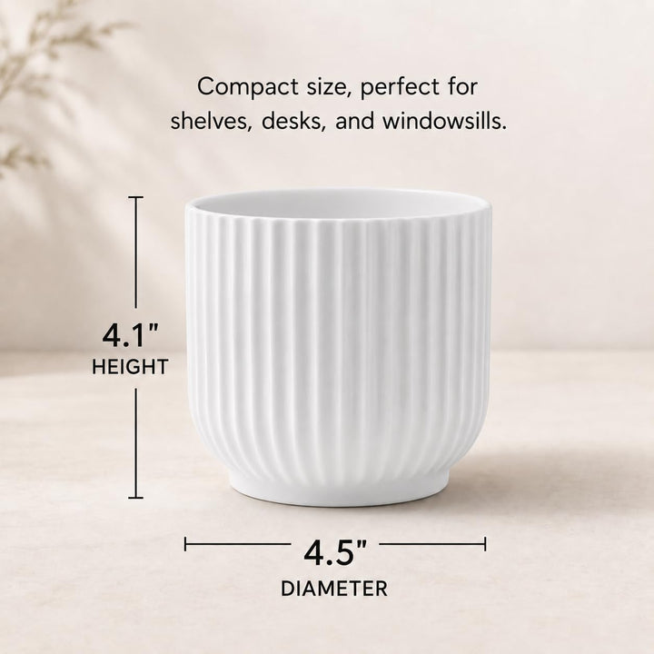 Lyngby Porcelæn Übertopf klein Lyngby im Bauhaus-Stil Zeitloses Design, Weiss 13.9x13.9x11.5 Bianco,