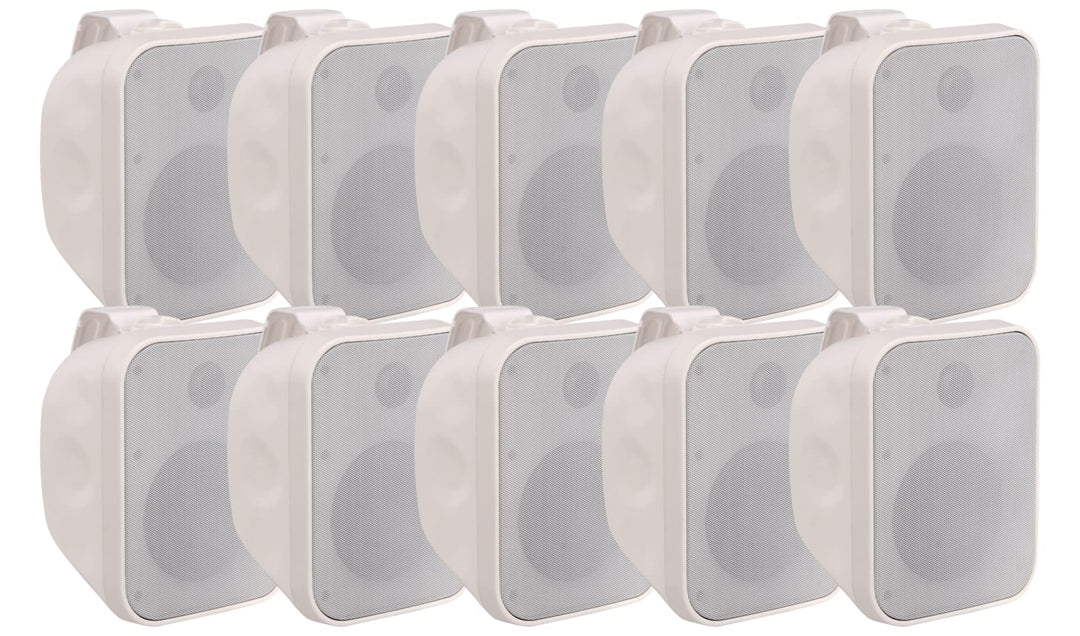 Pronomic 10x OLS-5 WH DJ PA Outdoor-Lautsprecher für Garten, Terrasse, Restaurant (10x 80 Watt, Schu