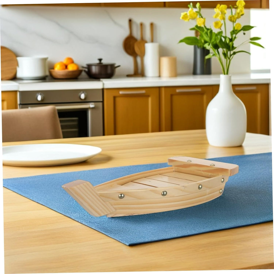 Housoutil Boot Geformtes Gericht Sashi-Platte Aus Holz Sushi-Boot-Platte Sushi-servierboot Japanisch