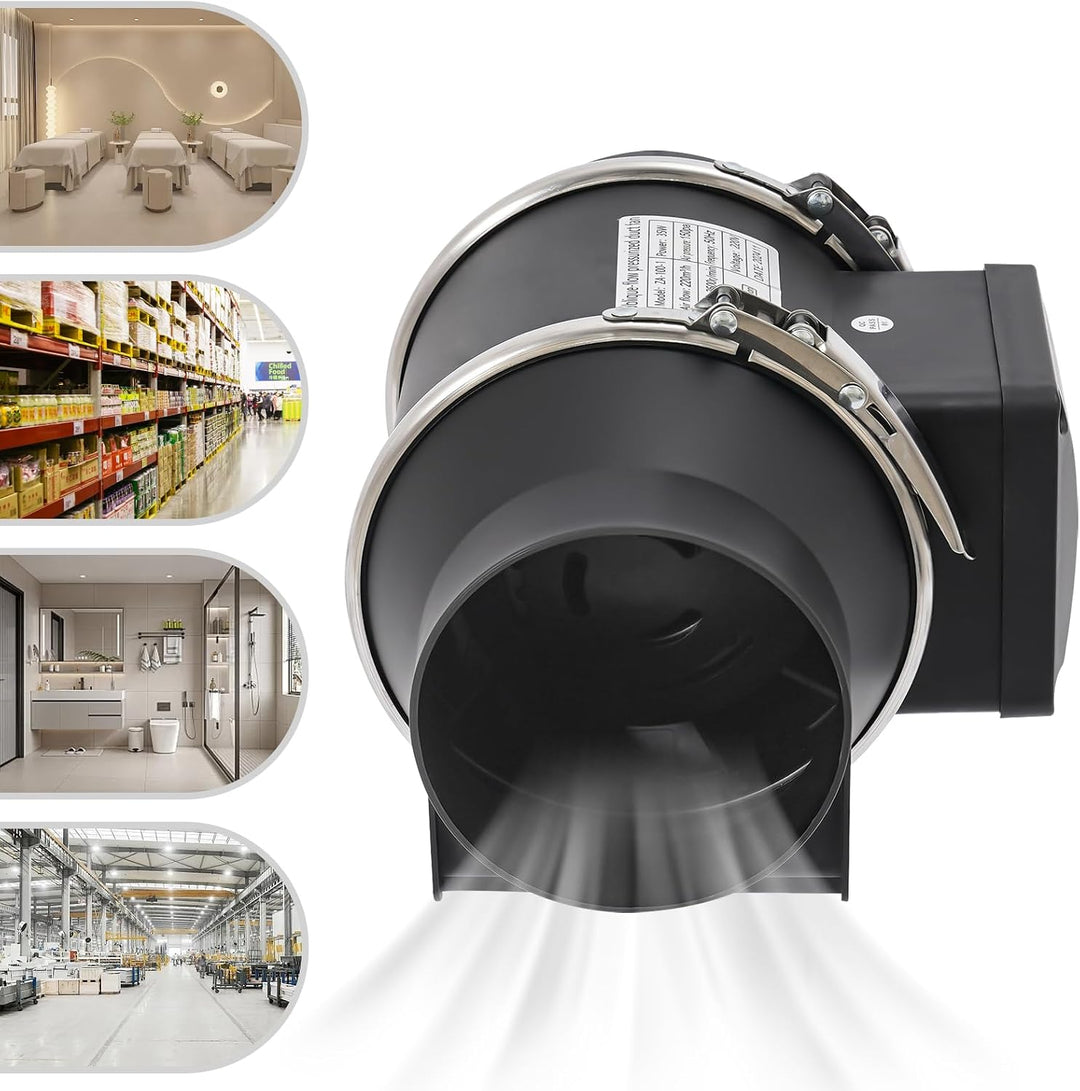 Luftventilator, 100 mm, 35 W, 220 m³/h, 2600 U/min, Schwarz