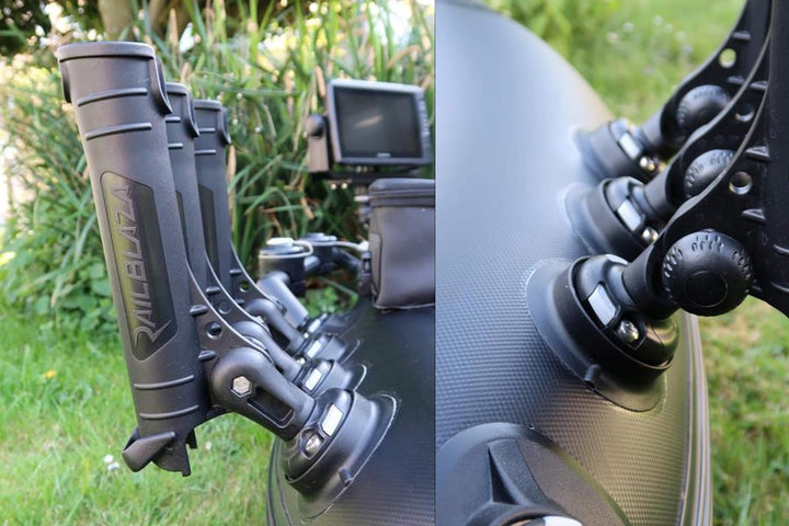 Railblaza Set 3X Rod Tube Rutenhalter + 3X Quickport + Kleber-Kit, Belly Boot