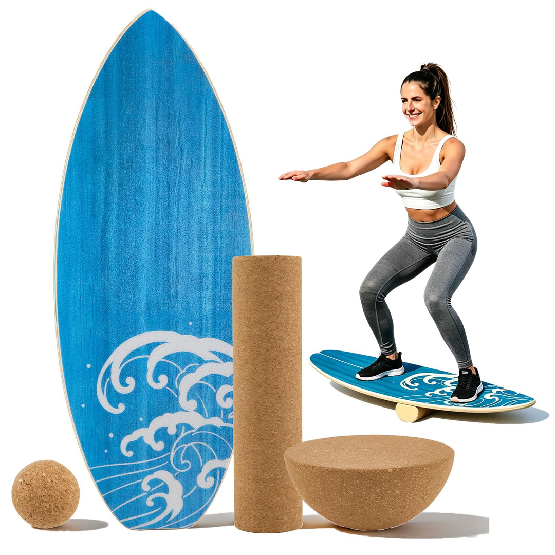 Surf Balance Board Trainer, Balanceboards Holz für Erwachsene Surf Core-Training, Fitness, Indoor Su